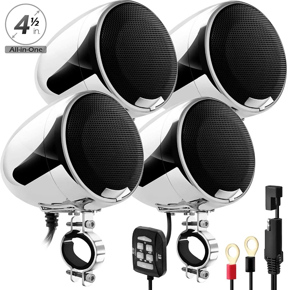 Aileap SPK400-Q 4 Channel 4.5 Inch Motorcycle Bluetooth Speakers 1200W Amplifier Stereo Audio System Support AUX MP3 - Chrome
Aileap SPK400-Q 4 Channel 4.5 Inch Motorcycle Bluetooth Speakers 1200W Amplifier Stereo Audio System Support AUX MP3 - Chrome