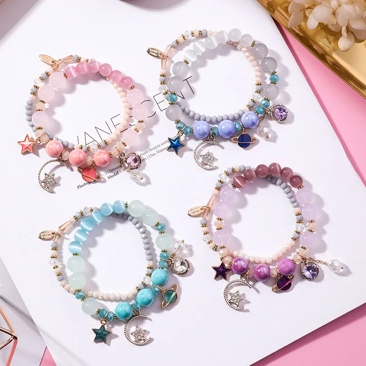 Sweet Multilayer Crystal Beaded Zircon Star Moon Universe Pendant Charm Bracelets Bangle for Women Girls Party Jewelry Gift
Sweet Multilayer Crystal Beaded Zircon Star Moon Universe Pendant Charm Bracelets Bangle for Women Girls Party Jewelry Gift