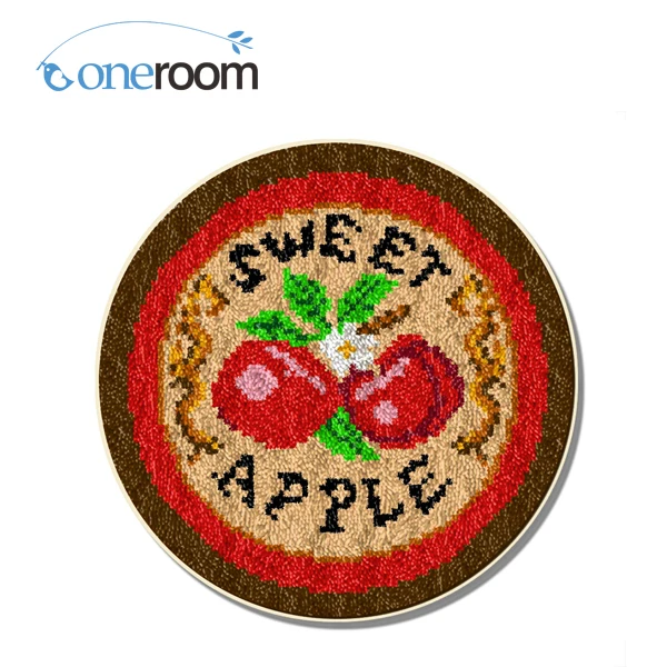 nOneroom ZD181 Two Apples Hook Rug Kit DIY Unfinished Crocheting Yarn Mat Latch Hook Rug Kit Floor