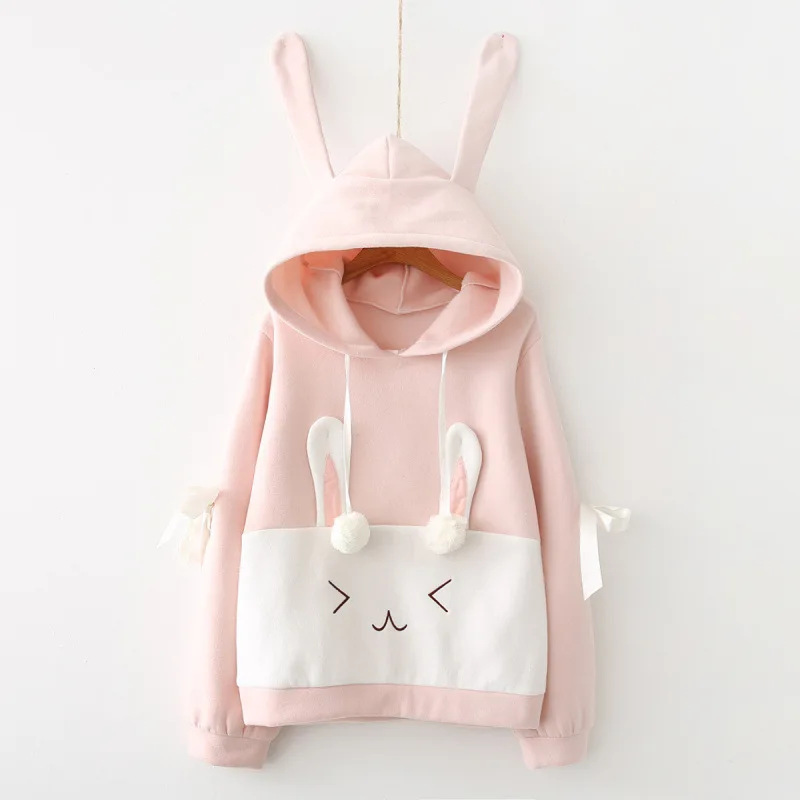 Womens Winter Velvet Pink Sweatshirts With Hooded Pattern Rabbit Pullover Hoodies Long Sleeve Pockets Girls Cute Sweatshirt
Womens Winter Velvet Pink Sweatshirts With Hooded Pattern Rabbit Pullover Hoodies Long Sleeve Pockets Girls Cute Sweatshirt