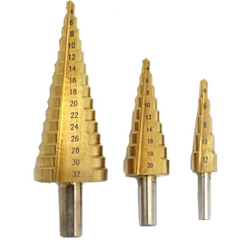 9 Sets Steel Spiral Grooved Cone Step Drill Drills Bit 4mm to 12mm 20mm 32mm Hole Cut Tool Set
9 Sets Steel Spiral Grooved Cone Step Drill Drills Bit 4mm to 12mm 20mm 32mm Hole Cut Tool Set