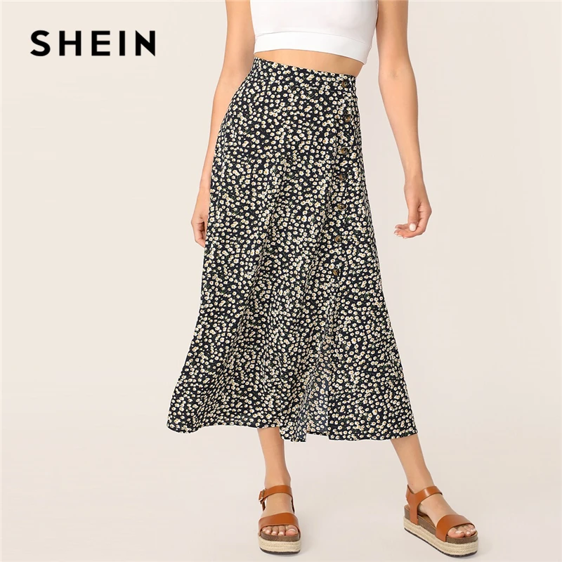 SHEIN Boho Ditsy Floral Print Button Front A Line Long Skirt Women Summer Autumn Multicolor High Waist Shift Skirts
SHEIN Boho Ditsy Floral Print Button Front A Line Long Skirt Women Summer Autumn Multicolor High Waist Shift Skirts