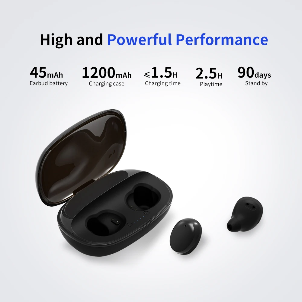 Wireless Earbuds BT4.1 Sports Headphone IPX5 Waterproof Mini Earbuds 1200mAh Battery Case 2.5H Playing Time
Wireless Earbuds BT4.1 Sports Headphone IPX5 Waterproof Mini Earbuds 1200mAh Battery Case 2.5H Playing Time