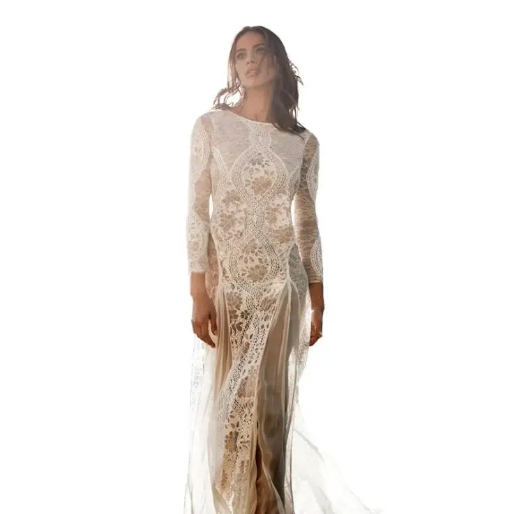 2019 Sexy Hollow Out Lace Stitching Chiffon Long Sleeve Maxi Long Dress Women Split Hem O neck Backless White Party Dresses
2019 Sexy Hollow Out Lace Stitching Chiffon Long Sleeve Maxi Long Dress Women Split Hem O neck Backless White Party Dresses