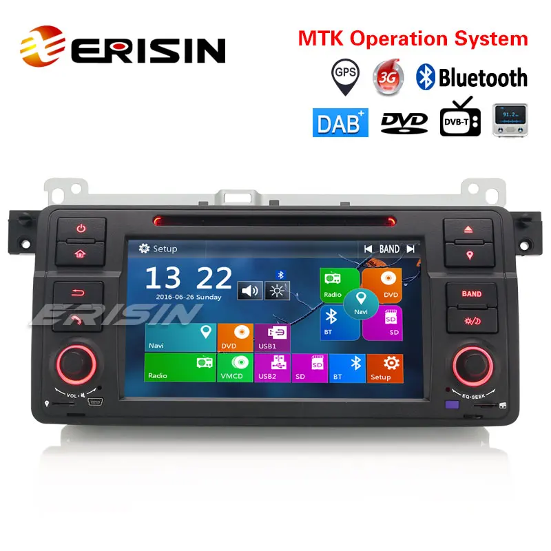 Erisin ES7162B 1 Din 7 дюймовый автомобильный DVD плеер DAB + 3G радио FM Canbus GPS навигатор для BMW E46