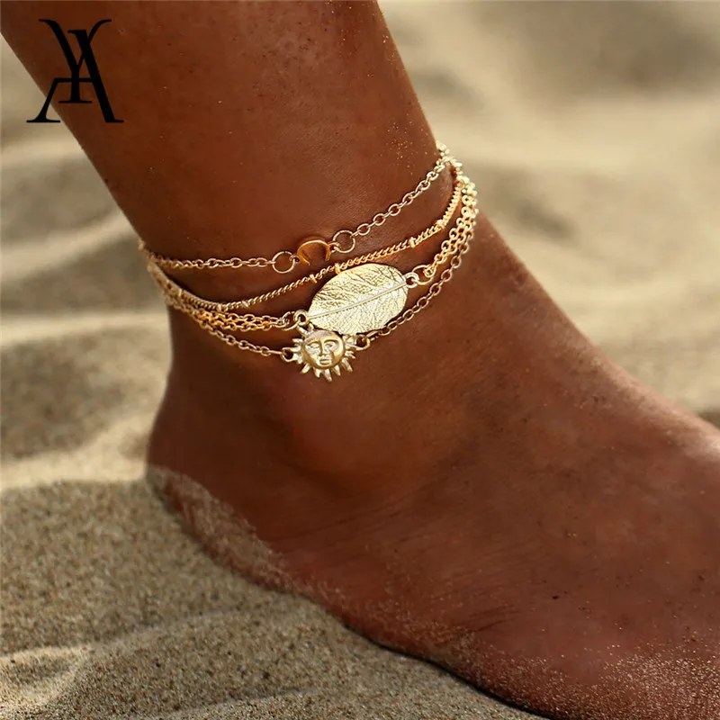 4 Pcs/Set Vintage Gold Color Sun Leaf Anklets For Women Fashion Geometric Leg Chain Foot Jewelry Charm Anklet Beach Accessories
4 Pcs/Set Vintage Gold Color Sun Leaf Anklets For Women Fashion Geometric Leg Chain Foot Jewelry Charm Anklet Beach Accessories