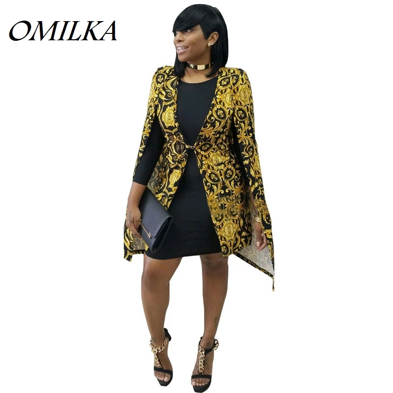 OMILKA Blaser Femenino 2017 Women Long Sleeve Geomertical Printed Cloak Cape Blazer Fashion Gold Club Party Long Outwear Blazer
OMILKA Blaser Femenino 2017 Women Long Sleeve Geomertical Printed Cloak Cape Blazer Fashion Gold Club Party Long Outwear Blazer