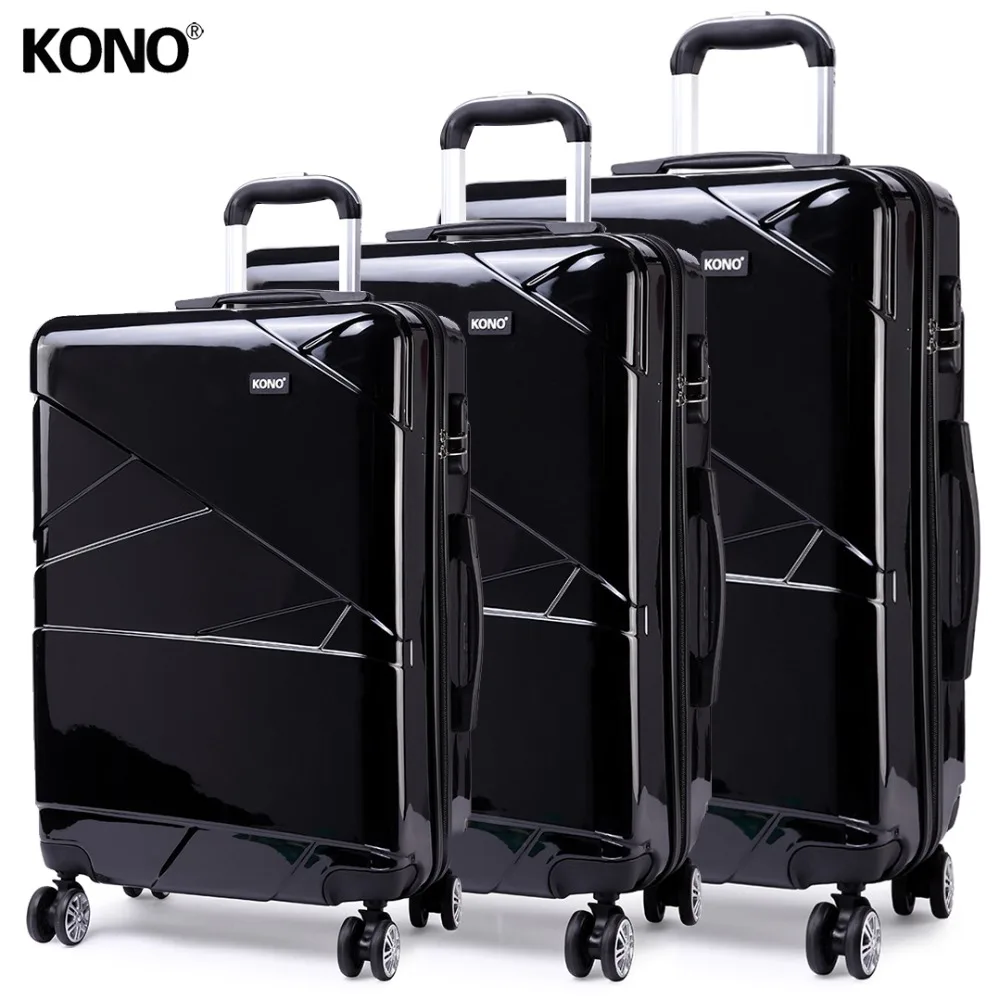 

KONO Suitcase Rolling Luggage Check in Travel Carry on Trolley Case Hand Bag Hardside PC 4 Wheels Spinner 20 24 28 Inch YD1772L