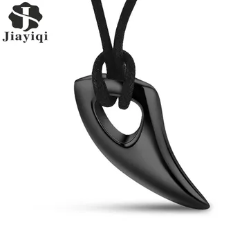 Jiayiqi Fashion Black / Silver Color Stainless Steel Necklace Bull Horn Design Man Jewelry Leather Rope Chain Length Adjustable
Jiayiqi Fashion Black / Silver Color Stainless Steel Necklace Bull Horn Design Man Jewelry Leather Rope Chain Length Adjustable