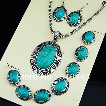 New Arrival 3pcs Vintage Antique Tibetan Silver Natural Stone Oval Earrings Bracelet Necklace Women Jewelry Set A671
New Arrival 3pcs Vintage Antique Tibetan Silver Natural Stone Oval Earrings Bracelet Necklace Women Jewelry Set A671