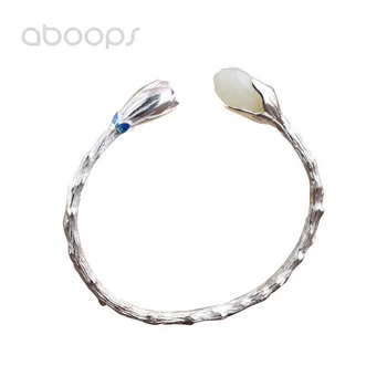 Plain 925 Sterling Silver Enamel Flower Open Bangle with White Stone for Women Girls Adjustable Free Shipping
Plain 925 Sterling Silver Enamel Flower Open Bangle with White Stone for Women Girls Adjustable Free Shipping