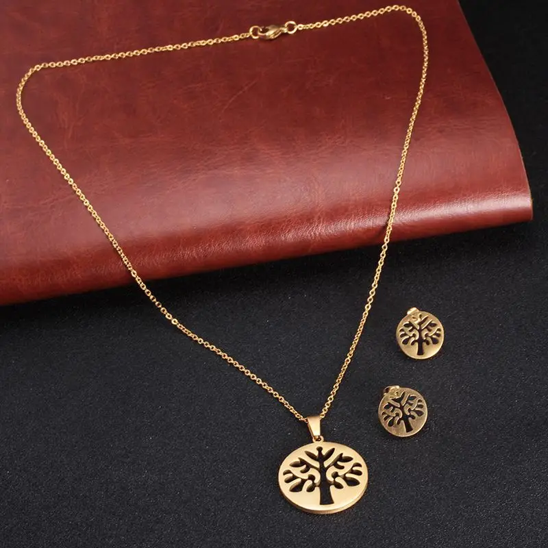 Fashion Stainless Steel Jewelry Set for Woman Butterfly Stud Earrings Big Tree Pendant Necklace Luxury Brand Female Jewelries
Fashion Stainless Steel Jewelry Set for Woman Butterfly Stud Earrings Big Tree Pendant Necklace Luxury Brand Female Jewelries