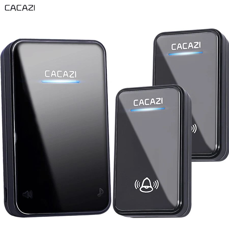 

CACAZI New Wireless Doorbell Waterproof 300M Remote EU AU UK US Plug smart LED Door Bell Chime 2 button 1 receiver no battery