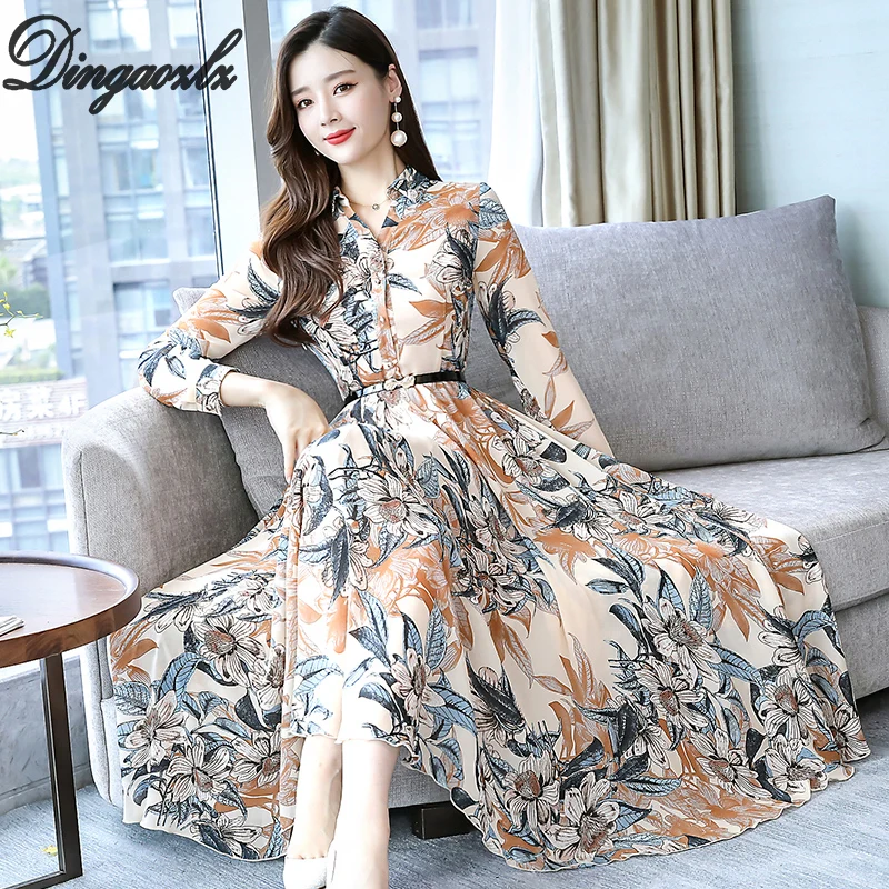 Dingaozlz Bohemia Chiffon Dresses Elegant Turn down collar Autumn Women's Dresses Plus size Long sleeve Printed Chiffon dress
Dingaozlz Bohemia Chiffon Dresses Elegant Turn down collar Autumn Women's Dresses Plus size Long sleeve Printed Chiffon dress