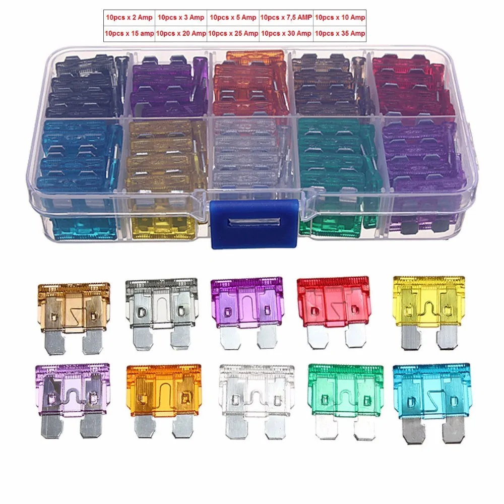 100pcs in Pack Mid Size Blade Fuse Kit Assortment Auto Car Truck Motorcycle Fuses Kit 2A-35A +Box
100pcs in Pack Mid Size Blade Fuse Kit Assortment Auto Car Truck Motorcycle Fuses Kit 2A-35A +Box