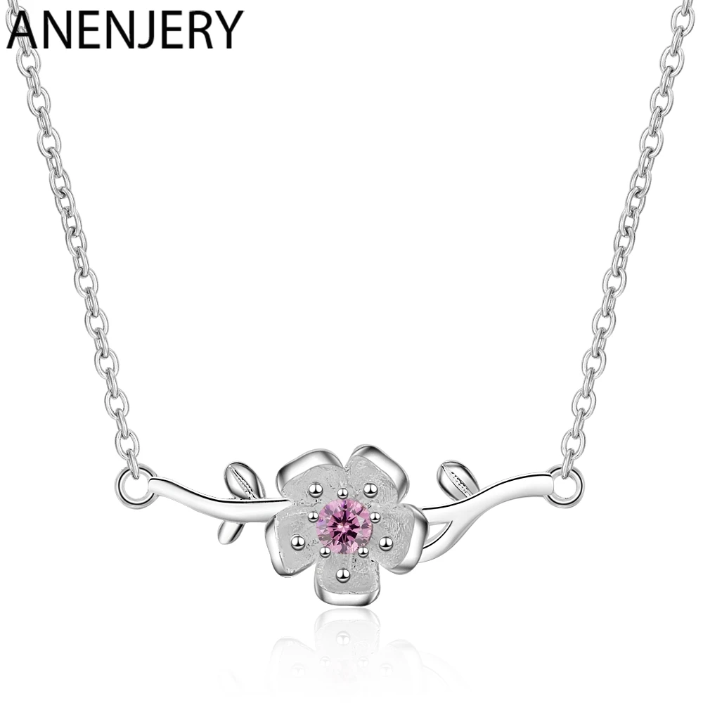 ANENJERY Korean Literary Zircon Pink Cherry Flower 925 Sterling Silver Necklaces For Women Chain Choker Gift S-N385
ANENJERY Korean Literary Zircon Pink Cherry Flower 925 Sterling Silver Necklaces For Women Chain Choker Gift S-N385