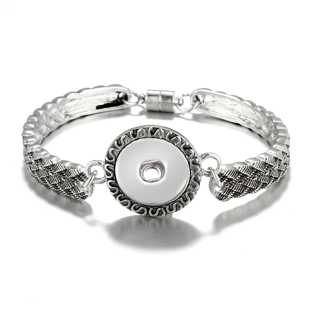 Серебряный магнитный браслет с украшением в виде кнопки 18 мм Jewelry 2 вида