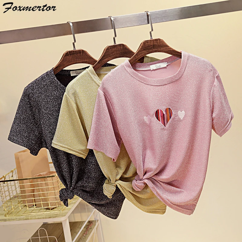 2019 Fashion Lady Bright Silk t-shirt Women Summer T shirt Cute Female Brand Tees Top Slim Fit Girls Short Sleeve Casual t shirt
2019 Fashion Lady Bright Silk t-shirt Women Summer T shirt Cute Female Brand Tees Top Slim Fit Girls Short Sleeve Casual t shirt