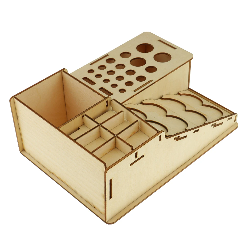 Wooden Paint Bottles Rack Model Organizer Epoxy Tools Storage Box Holder Case #2