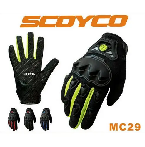 

(1Pair&4Colors) Brand Scoyco MC29 Motorcycle Full Finger Glove Rubber Shell Racing Gloves Motobike Guantes(M/L/XL)
