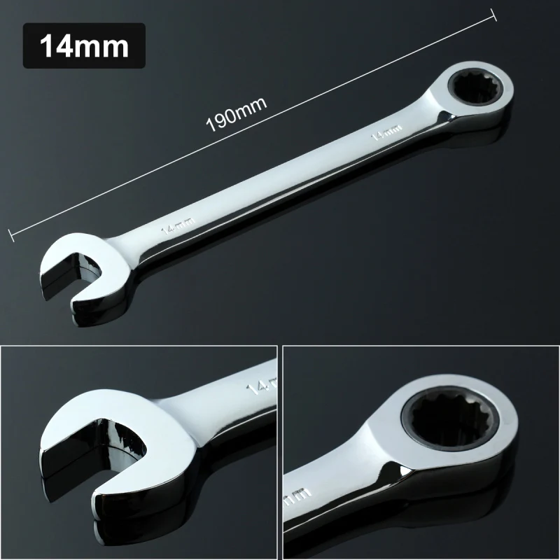 14mmRatchet Spanner Combination Head Wrench Flexible Ratchet Combination Adjustable Hand Tools for Car Ratchet Wrench
14mmRatchet Spanner Combination Head Wrench Flexible Ratchet Combination Adjustable Hand Tools for Car Ratchet Wrench