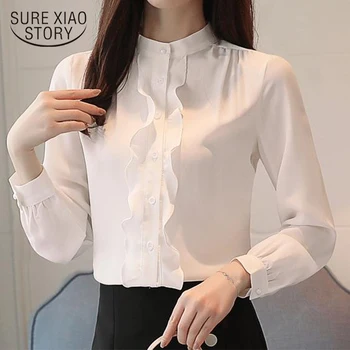 2019 Spring New trends Women Redution shirt O-neck leaf side lady long sleeved chiffon women's Solid white blouse 1828 50
2019 Spring New trends Women Redution shirt O-neck leaf side lady long sleeved chiffon women's Solid white blouse 1828 50