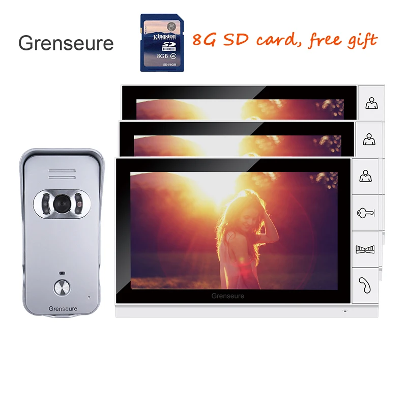 FREE SHIPPING New 9" Color LCD Record Video Door phone Intercom 3 Screens + Waterproof Outdoor Camera + 8G SD IN STOCK Wholesale
FREE SHIPPING New 9" Color LCD Record Video Door phone Intercom 3 Screens + Waterproof Outdoor Camera + 8G SD IN STOCK Wholesale