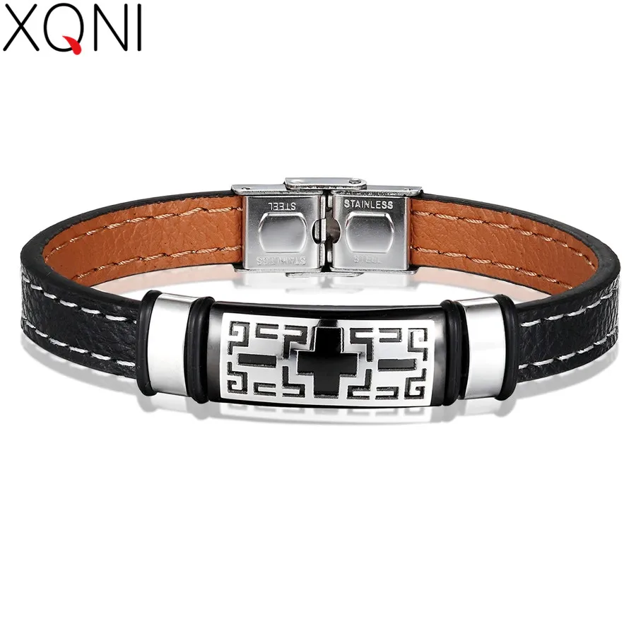 XQNI Stainless Steel Bracelet Maze Code Hollow Design Genuine Leather Bracelet Double Layer 3 Colors Accessories For Unisex Gift
XQNI Stainless Steel Bracelet Maze Code Hollow Design Genuine Leather Bracelet Double Layer 3 Colors Accessories For Unisex Gift