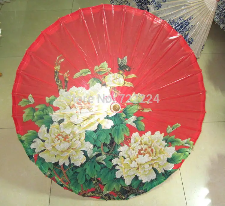 

Free shipping dia 84cm chinease traditional oiled paper umbrella red background peony painting as decoration gift dace props