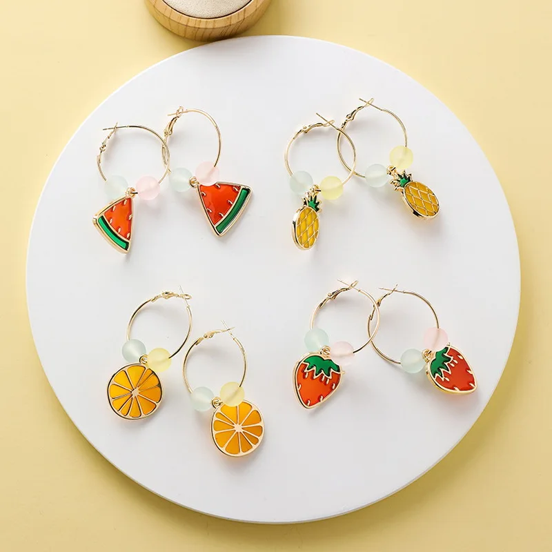 Summer Fruit Strawberry Watermelon Earrings for Women Fashion Korean Jewelry Cute Pineapple Lemon Drop Earrings Pendiente ER404
Summer Fruit Strawberry Watermelon Earrings for Women Fashion Korean Jewelry Cute Pineapple Lemon Drop Earrings Pendiente ER404