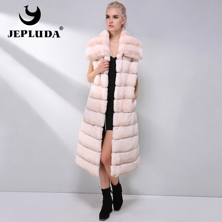 JEPLUDA Fashion Long Natural Rex Rabbit Fur Vest New Style Dual use Collar Winter Real Fur Coat Women Fur Jacket Real Fur Vest
JEPLUDA Fashion Long Natural Rex Rabbit Fur Vest New Style Dual use Collar Winter Real Fur Coat Women Fur Jacket Real Fur Vest
