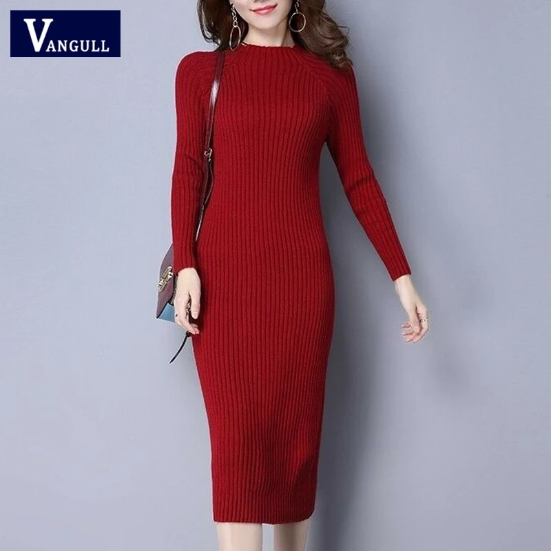 Vangull Sexy Women Knitted Dress O-neck Long Sleeve Solid Elastic Dress 2019 Autumn Winter New Style Fashion Straight Long Dress
Vangull Sexy Women Knitted Dress O-neck Long Sleeve Solid Elastic Dress 2019 Autumn Winter New Style Fashion Straight Long Dress