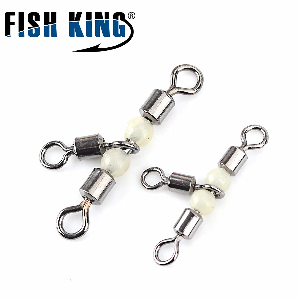 FISH KING 1 упаковка рыболовные вертлюжные Вертлюги с бусинами крючки соединительные