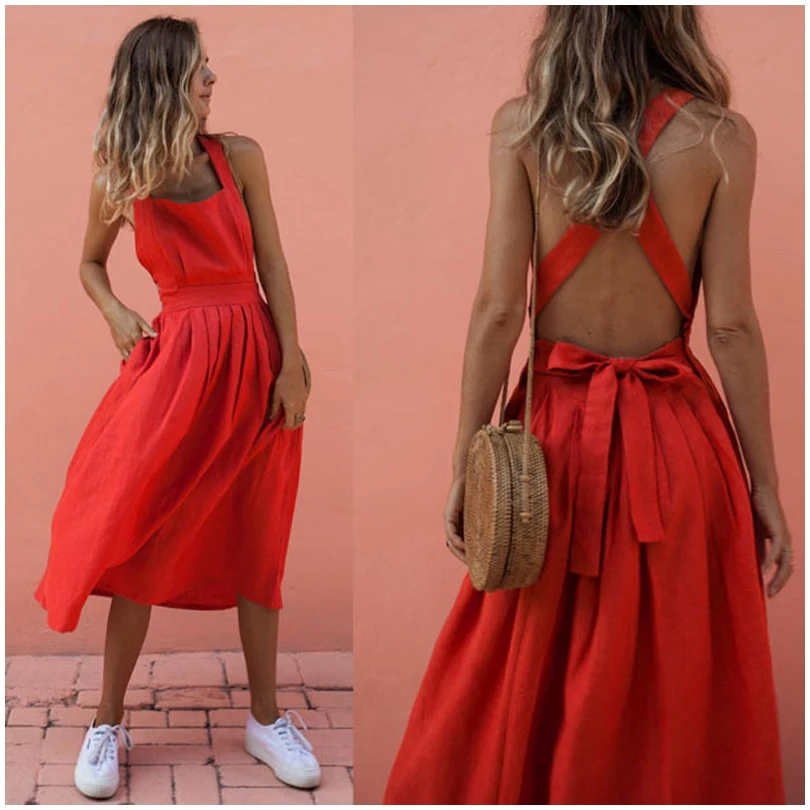Sexy Backless Sleeveless Red Long Dress Women Clothes 2019 Summer Lace Up Buttons Party Ladies Dresses Beach Sundress Vestidos
Sexy Backless Sleeveless Red Long Dress Women Clothes 2019 Summer Lace Up Buttons Party Ladies Dresses Beach Sundress Vestidos