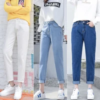 2018 Winter Ripped Jeans Woman High Waist Boyfriend Jeans For Women Plus Size Blue Black White Denim Mom Jeans Pants Trousers image