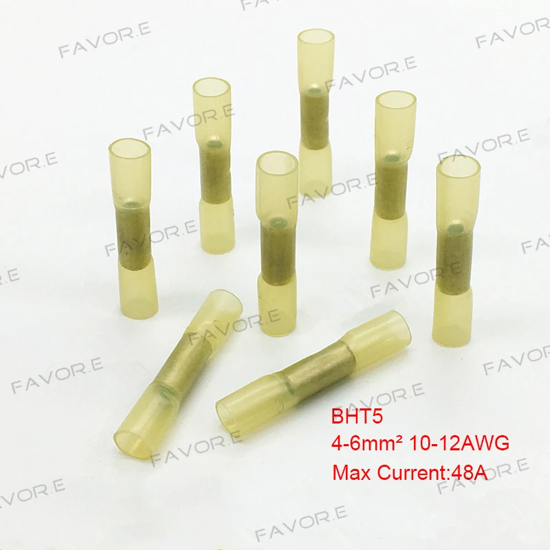 20pcs/lot Heat Shrink Crimp Terminals Insulated Electrical Wire Cable Waterproof Connectors BHT5 4-6mm2 Yellow 10-12AWG 48A
20pcs/lot Heat Shrink Crimp Terminals Insulated Electrical Wire Cable Waterproof Connectors BHT5 4-6mm2 Yellow 10-12AWG 48A