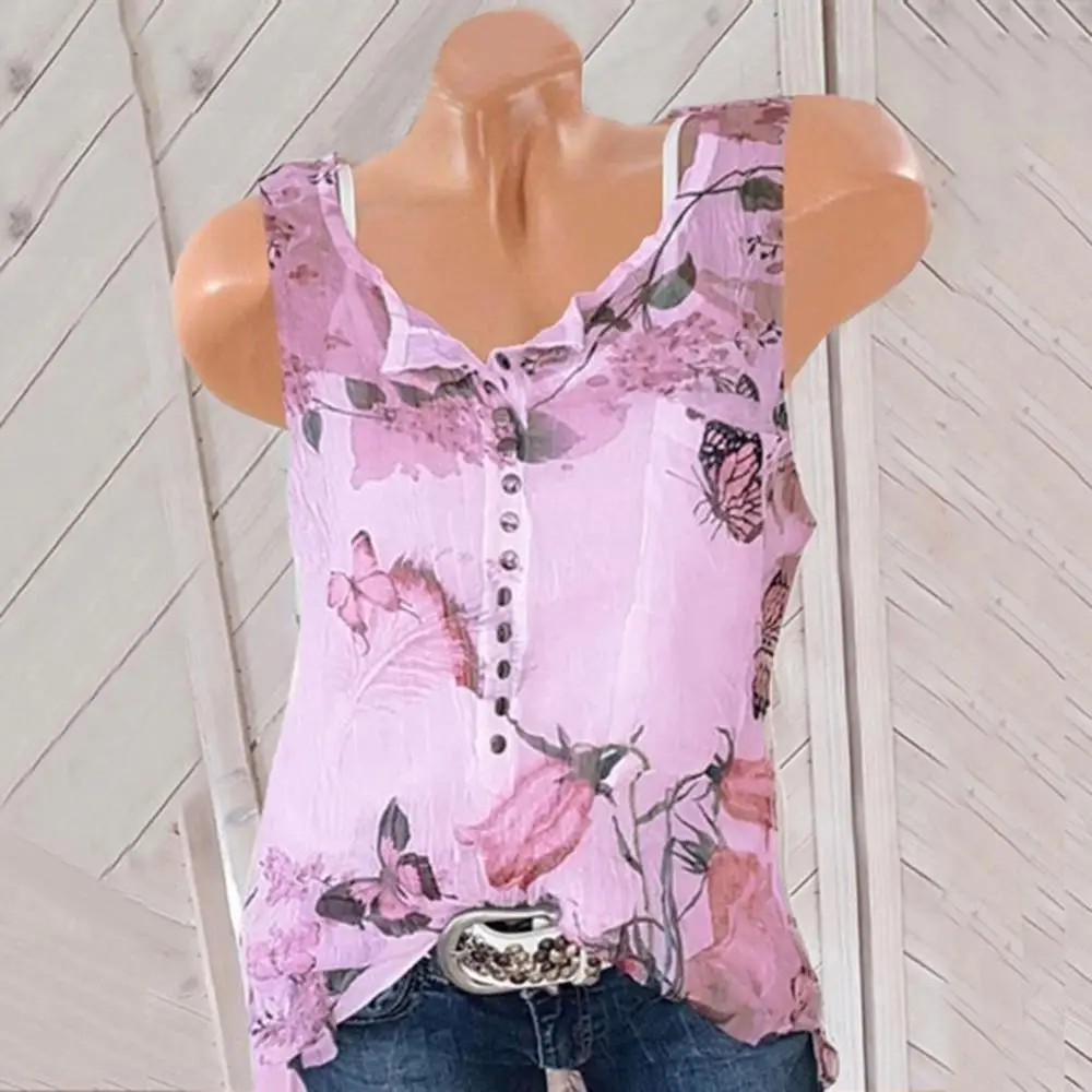 Женская шифоновая блузка без рукавов с асимметричным воротником свободная