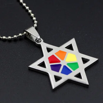 Stainless Steel Rainbow Ray Star Of David Necklace Jewish Gay Lesbian LGBT Judaism Pride Pendant
Stainless Steel Rainbow Ray Star Of David Necklace Jewish Gay Lesbian LGBT Judaism Pride Pendant