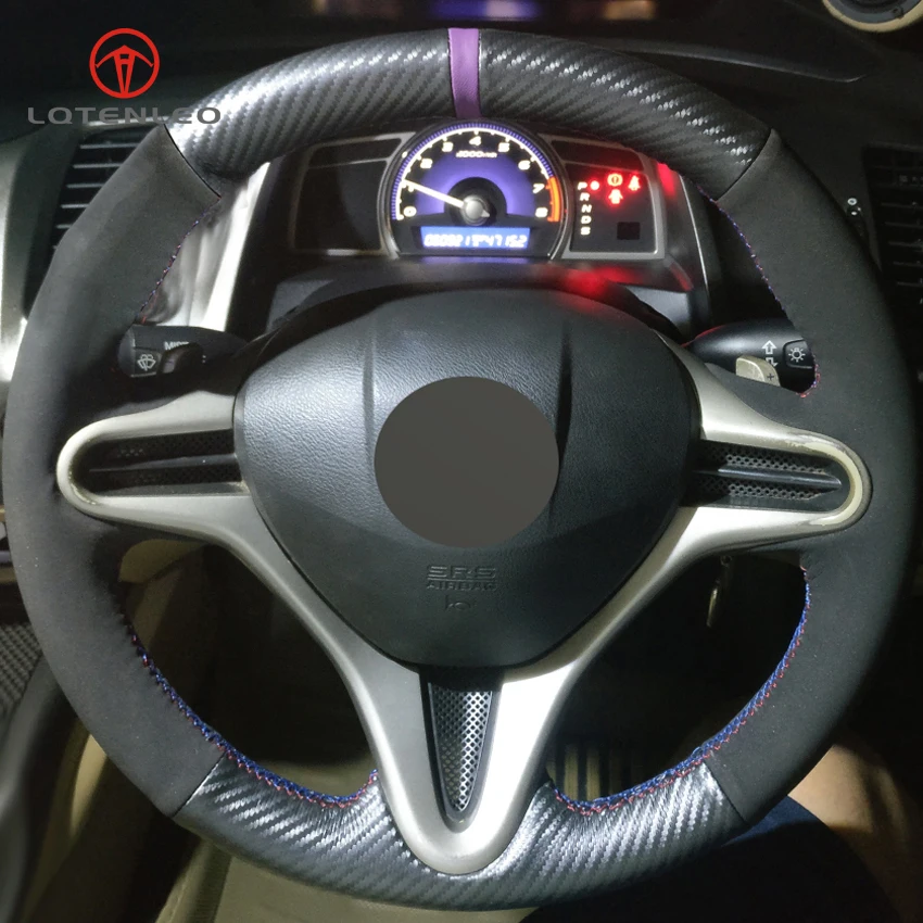LQTENLEO Carbon Fiber Black Suede DIY Hand-stitched Car Steering Wheel Cover for Honda Civic Civic 8 2006-2009 (3-Spoke)
LQTENLEO Carbon Fiber Black Suede DIY Hand-stitched Car Steering Wheel Cover for Honda Civic Civic 8 2006-2009 (3-Spoke)