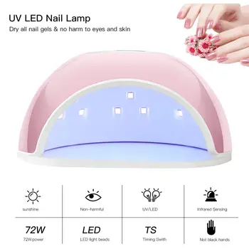72W Nail Dryer For Nail LED UV Lamp Dual Light Source Four-level Timing Intelligent Induction Nail Polish Nail Art Tools
72W Nail Dryer For Nail LED UV Lamp Dual Light Source Four-level Timing Intelligent Induction Nail Polish Nail Art Tools