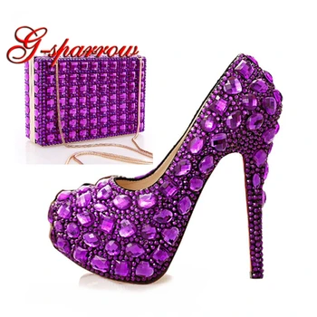 2018 Purple Crystal Wedding Shoes with Clutch 14cm High Heel Woman Party Shoes with Matching Bag Customized Bridal Shoes
2018 Purple Crystal Wedding Shoes with Clutch 14cm High Heel Woman Party Shoes with Matching Bag Customized Bridal Shoes