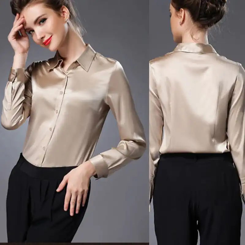 satin blouse gold