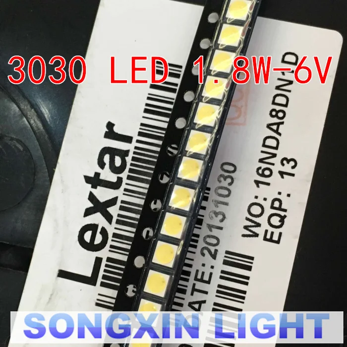 Светодиодный прожектор Lextar высокой мощности 50 шт. 1 8 Вт 3030 6 в холодный белый 150 187lm