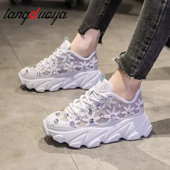 Women's Shoes White Sneaker Women Platform Thin Mesh Breathable Rhinestone Lace-up Summer Flower Ladies Shoes Sneakers
Women's Shoes White Sneaker Women Platform Thin Mesh Breathable Rhinestone Lace-up Summer Flower Ladies Shoes Sneakers