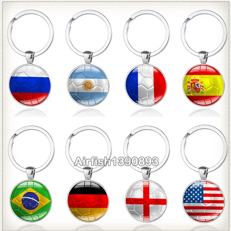 

10pcs Can Mix Country Flag Keychains Russia Brazil Germany Spain USA France Italy Japan Argentina Portugal England Keyring Gifts