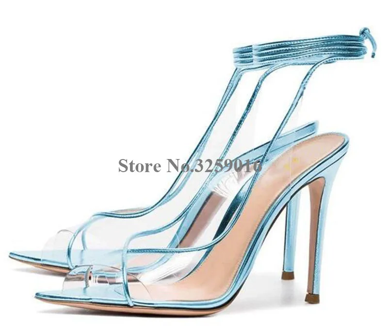 Summer Newest Fashion Pointed Open Toe PVC Stiletto Hee Sandals Blue Pink Gold Transparent Lace-up High Heel Sandals Dress Heels
Summer Newest Fashion Pointed Open Toe PVC Stiletto Hee Sandals Blue Pink Gold Transparent Lace-up High Heel Sandals Dress Heels