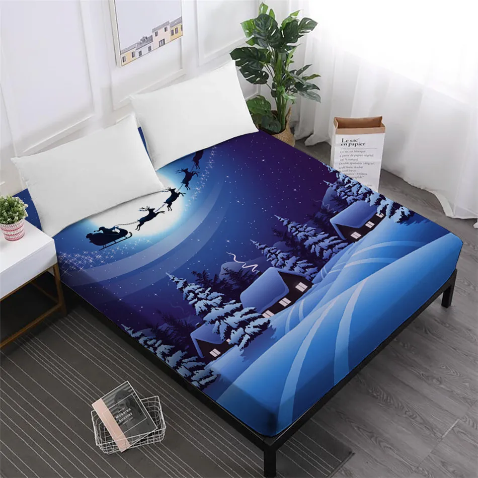 Merry Christmas Fitted Sheet 3D Blue Moon Santa Sleigh Print Fitted Sheet Snow Forest House Printed Mattress Cover Home Decor
Merry Christmas Fitted Sheet 3D Blue Moon Santa Sleigh Print Fitted Sheet Snow Forest House Printed Mattress Cover Home Decor