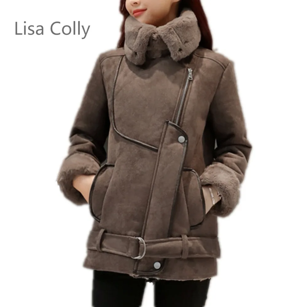 Lisa Colly winter Coat jacket Faux leather suede lamb fur jacket coat Outerwear women Moto zipper suede jacket Coat overcoat
Lisa Colly winter Coat jacket Faux leather suede lamb fur jacket coat Outerwear women Moto zipper suede jacket Coat overcoat