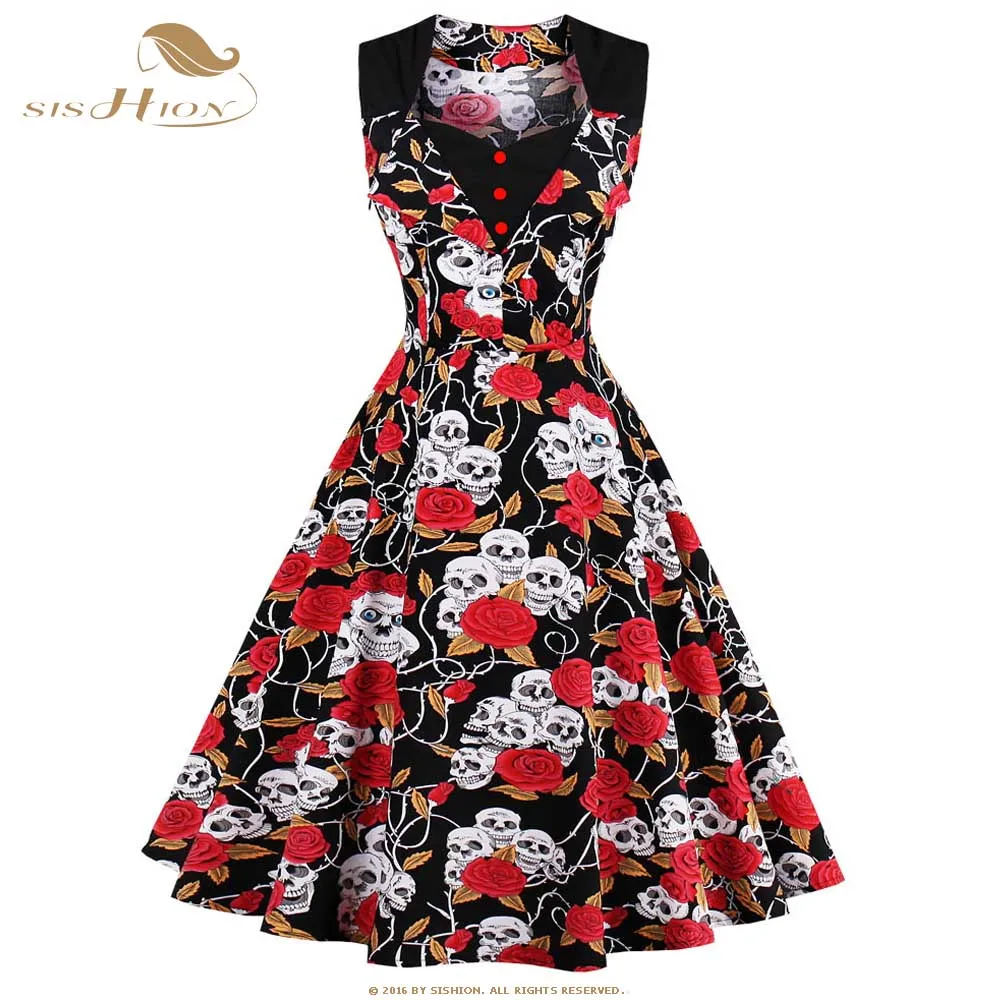 SISHION Women Summer Dress Sleeveless 3XL 4XL Plus Size Red Black Green 50s Polka Dot Floral Print Retro Vintage Dress VD0424
SISHION Women Summer Dress Sleeveless 3XL 4XL Plus Size Red Black Green 50s Polka Dot Floral Print Retro Vintage Dress VD0424