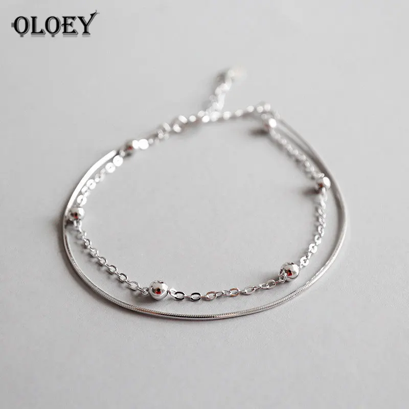 OLOEY 100% 925 Sterling Silver Bracelets Women's Jewelry Double Layer Beads Bracelet For Gift Girls Lady Drop Shipping YMB031
OLOEY 100% 925 Sterling Silver Bracelets Women's Jewelry Double Layer Beads Bracelet For Gift Girls Lady Drop Shipping YMB031